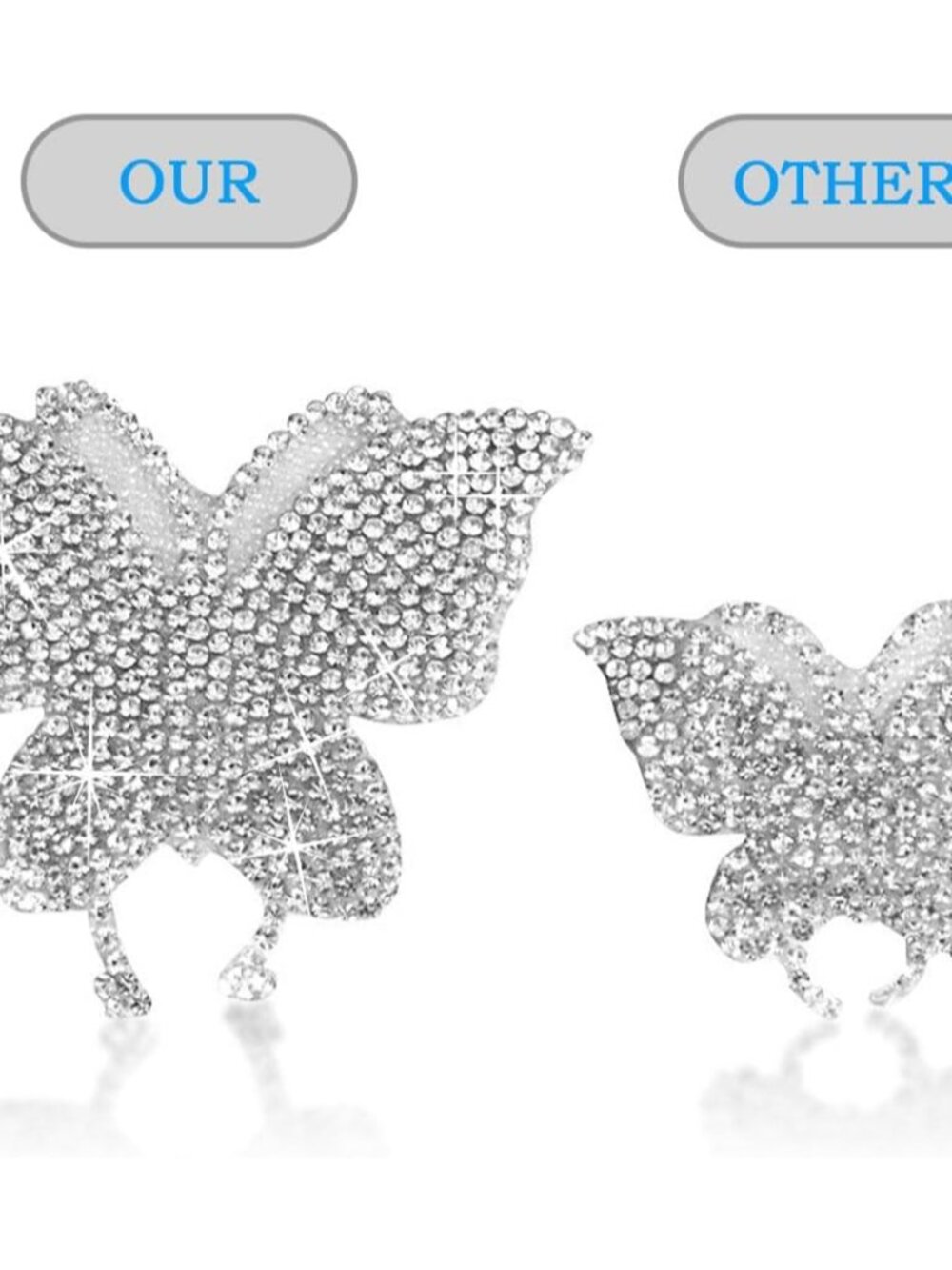 2 PCS Crystal Car Decoration Stickers Butterfly Bling Crystal Rhinestone Car Sti - Picture 7 of 7